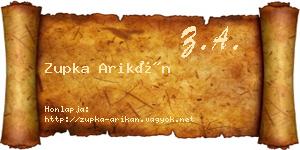 Zupka Arikán névjegykártya